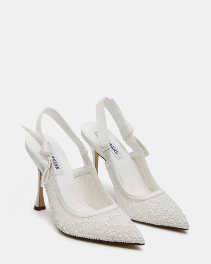 BRI White Lace Slingback Pump Women's Heel Steve Madden WHITE LACE