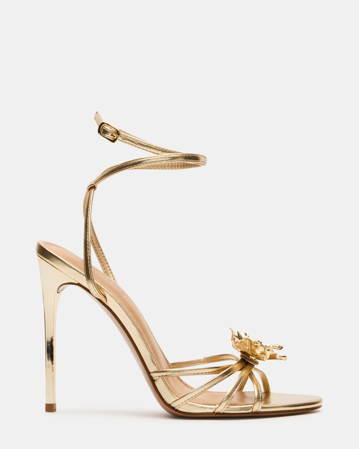 SWIRL Gold Strappy Stiletto Flower Women's Heel Steve Madden GOLD