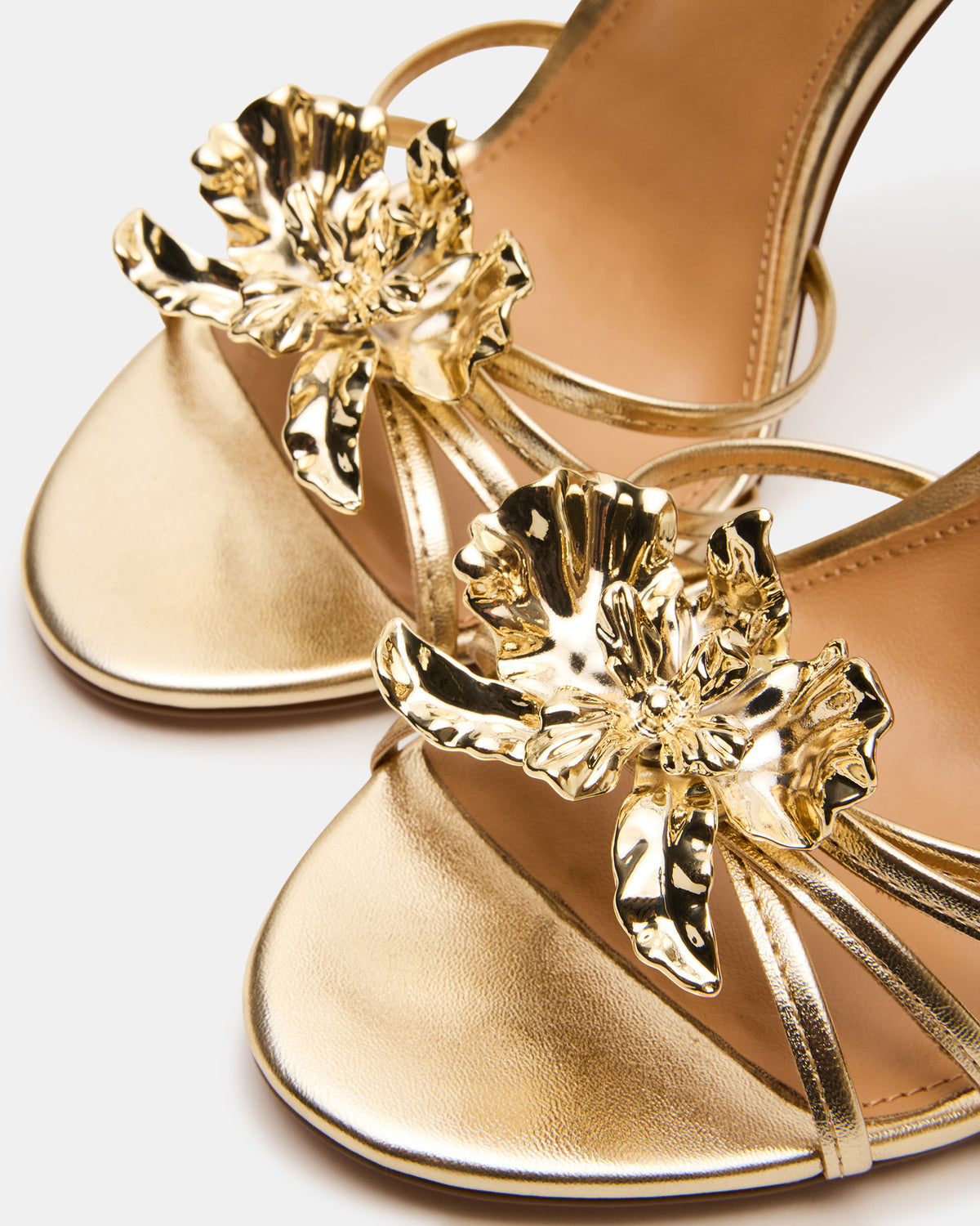 SWIRL Gold Strappy Stiletto Flower Women's Heel Steve Madden GOLD