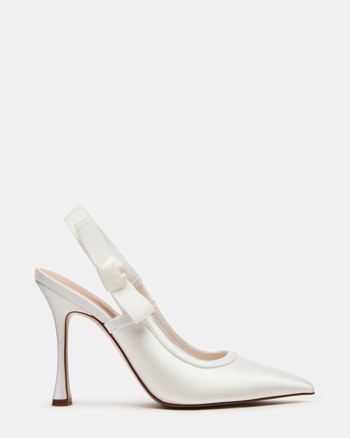 BRI White Satin Slingback Pump Women's Heel Steve Madden WHITE SATIN