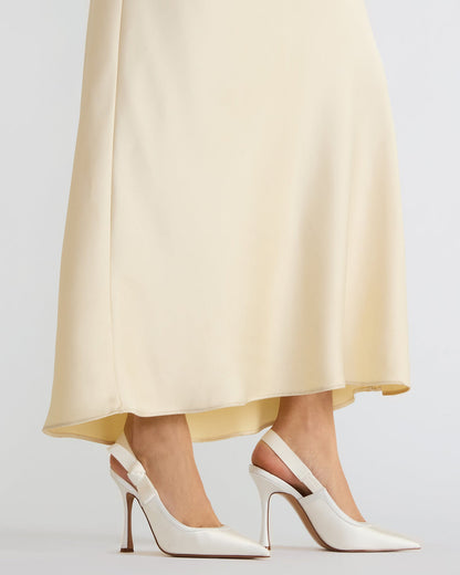 BRI White Satin Slingback Pump Women's Heel Steve Madden WHITE SATIN