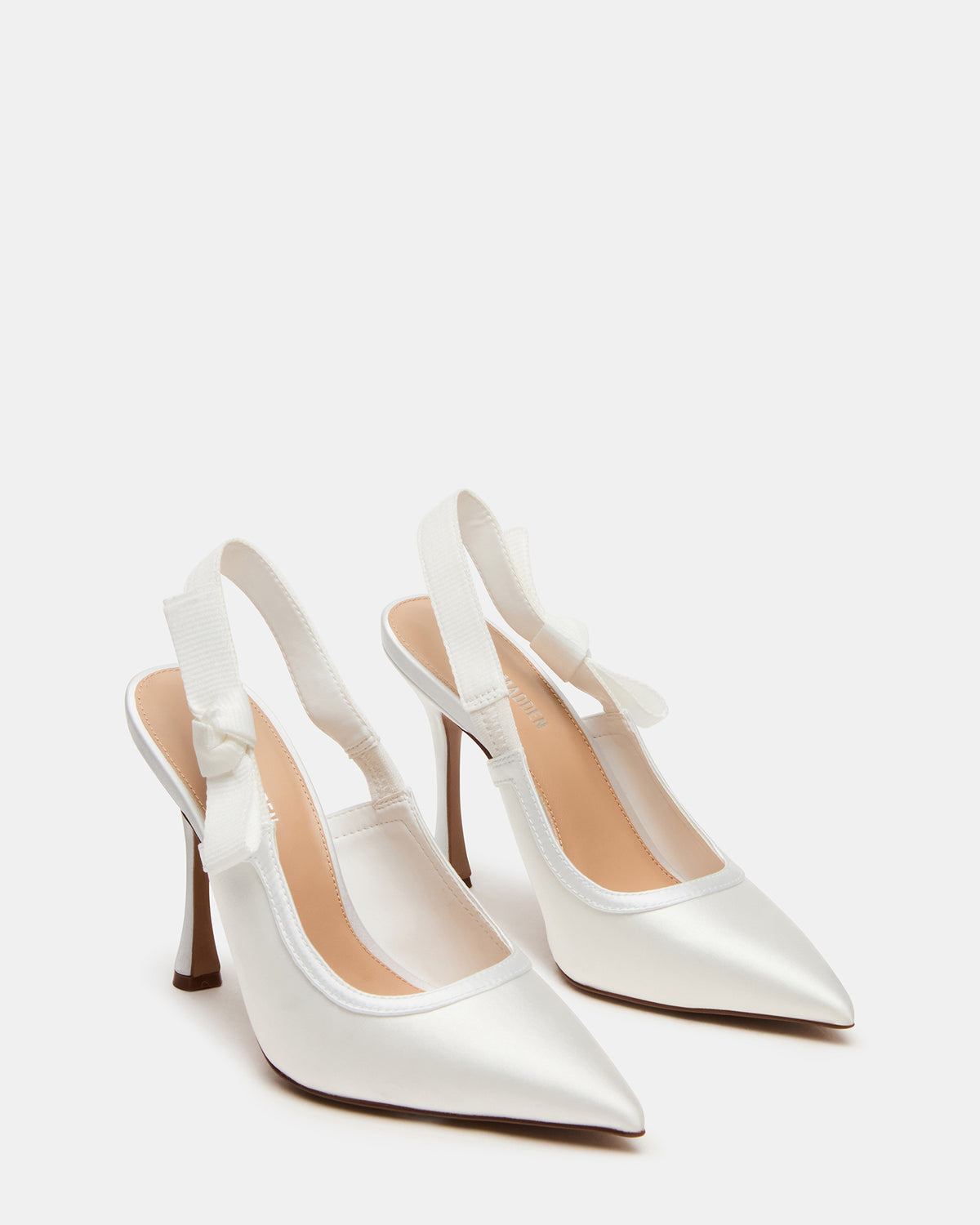 BRI White Satin Slingback Pump Women's Heel Steve Madden WHITE SATIN