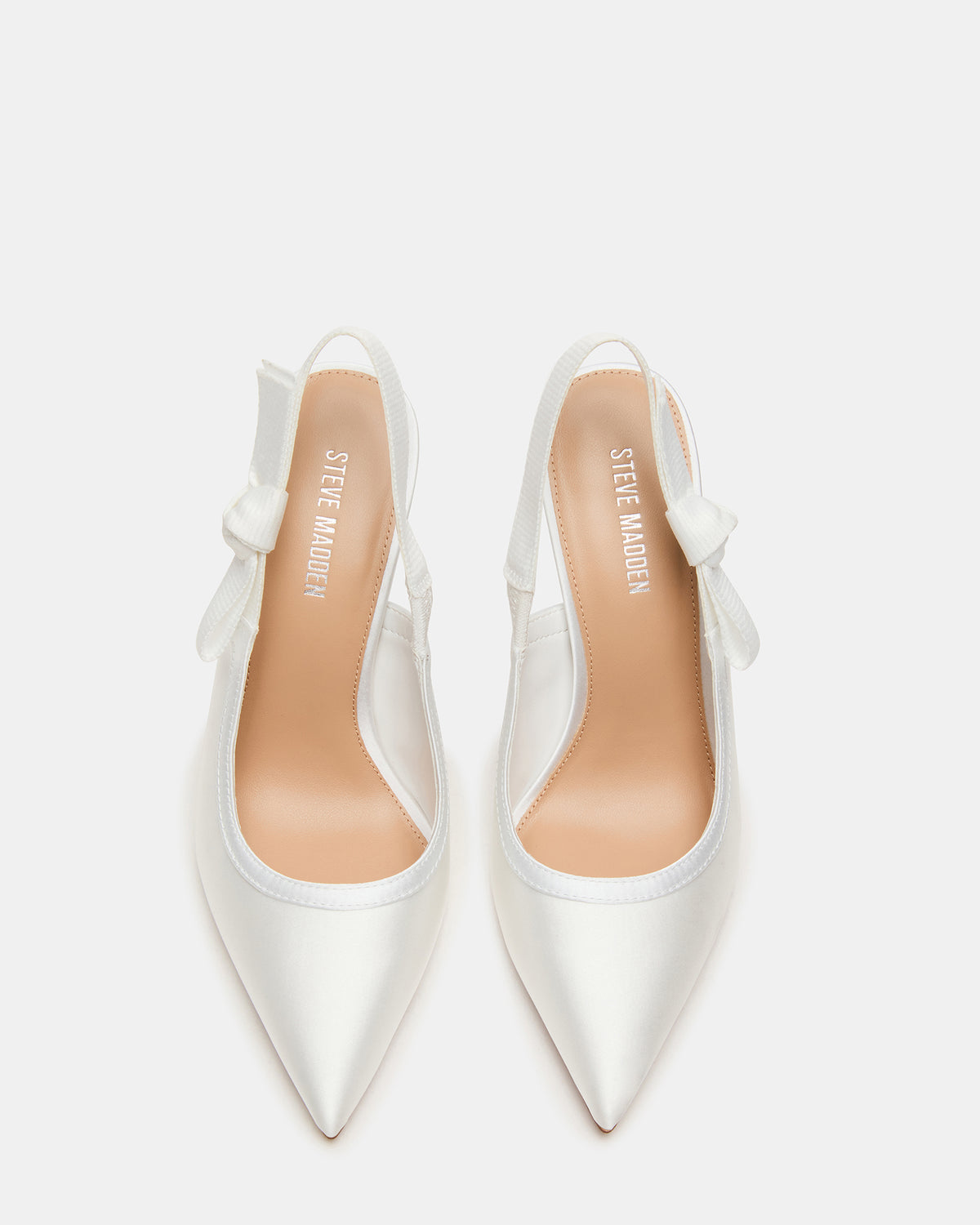 BRI White Satin Slingback Pump Women's Heel Steve Madden WHITE SATIN