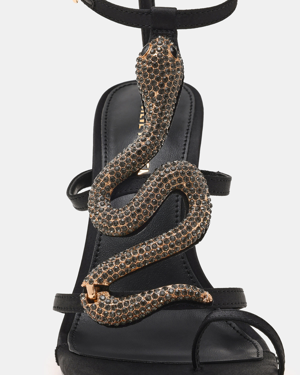 PYTHON Black Rhinestone Snake Stiletto Strappy Women's Heel Steve Madden BLACK