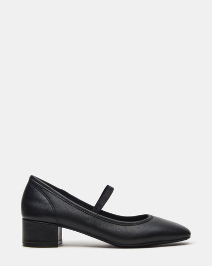 MURAL Black Leather Mary Jane Block Heel Square-Toe Women's Heel Steve Madden BLACK LEATHER