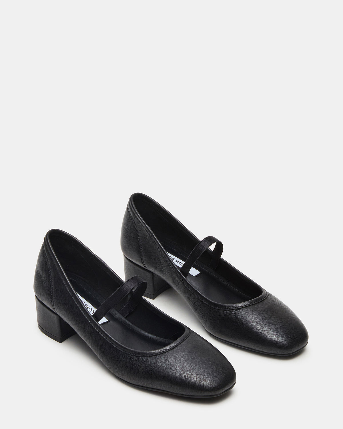 MURAL Black Leather Mary Jane Block Heel Square-Toe Women's Heel Steve Madden BLACK LEATHER