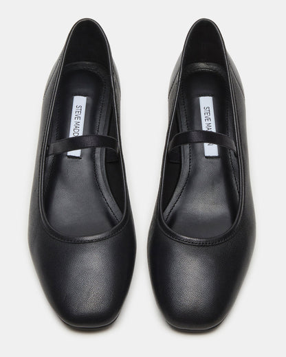 MURAL Black Leather Mary Jane Block Heel Square-Toe Women's Heel Steve Madden BLACK LEATHER