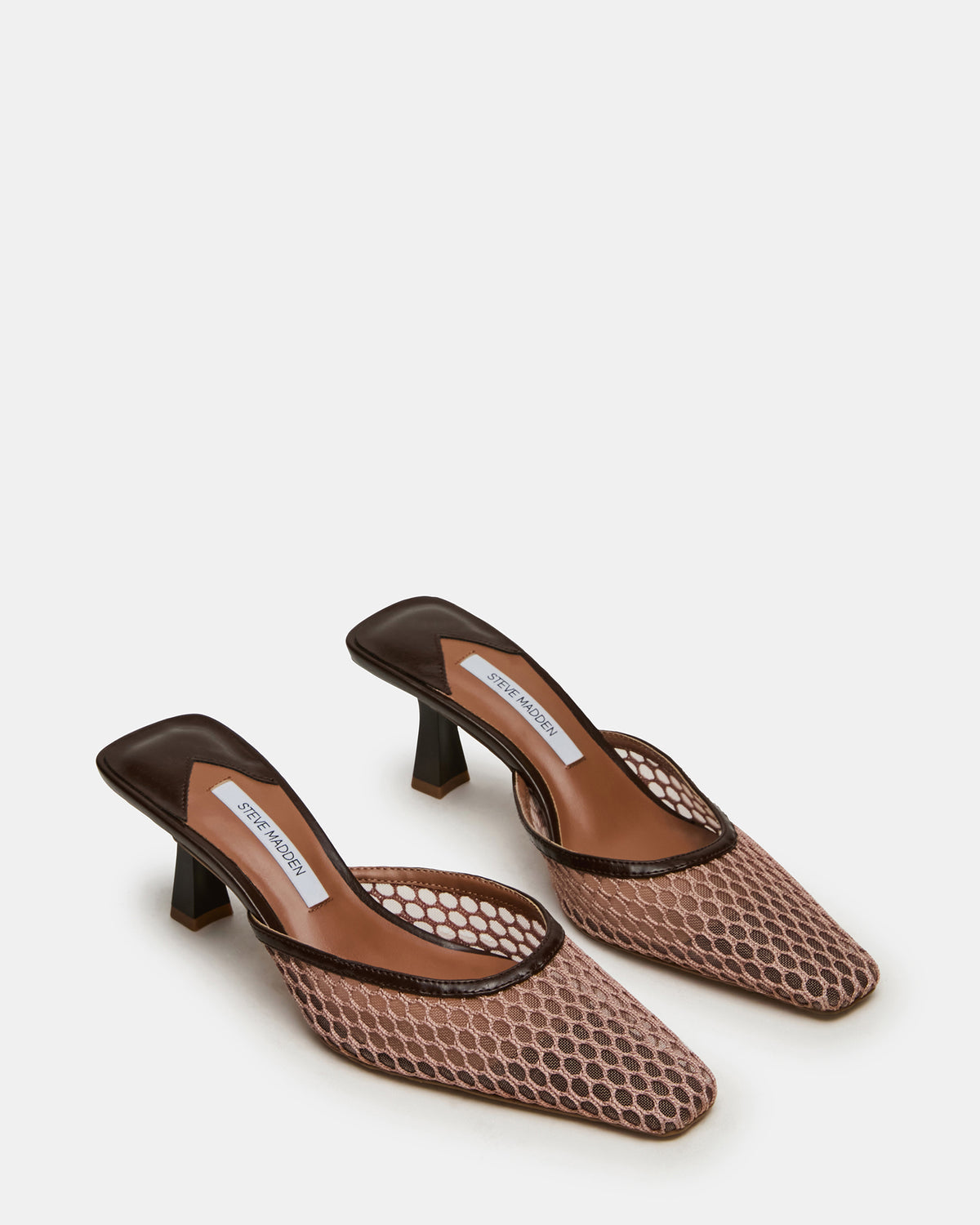 ALYSE Mocha Mesh Square-Toe Mule Women's Kitten Heel Steve Madden MOCHA