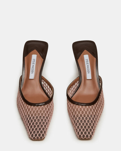 ALYSE Mocha Mesh Square-Toe Mule Women's Kitten Heel Steve Madden MOCHA