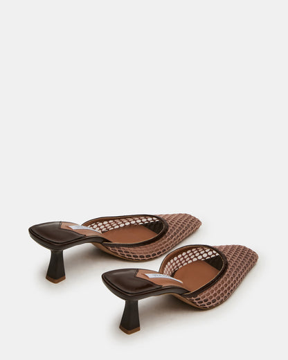 ALYSE Mocha Mesh Square-Toe Mule Women's Kitten Heel Steve Madden MOCHA