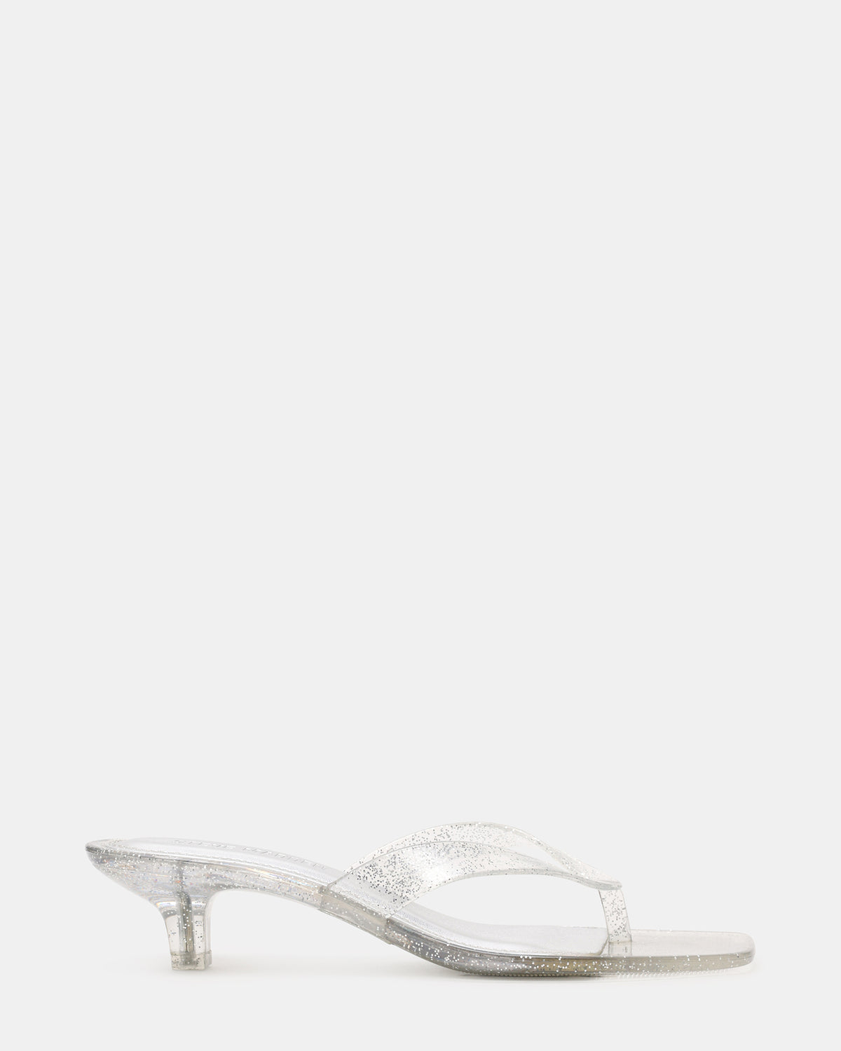 TRACIE Jelly Silver Glitter Thong Strap Women's Kitten Heel Steve Madden SILVER GLITTER