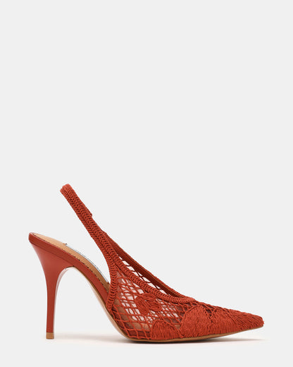 ANDROMEDA Crochet Terracotta Slingback Pointed-Toe Stiletto Pump Women's Heel Steve Madden TERRACOTTA