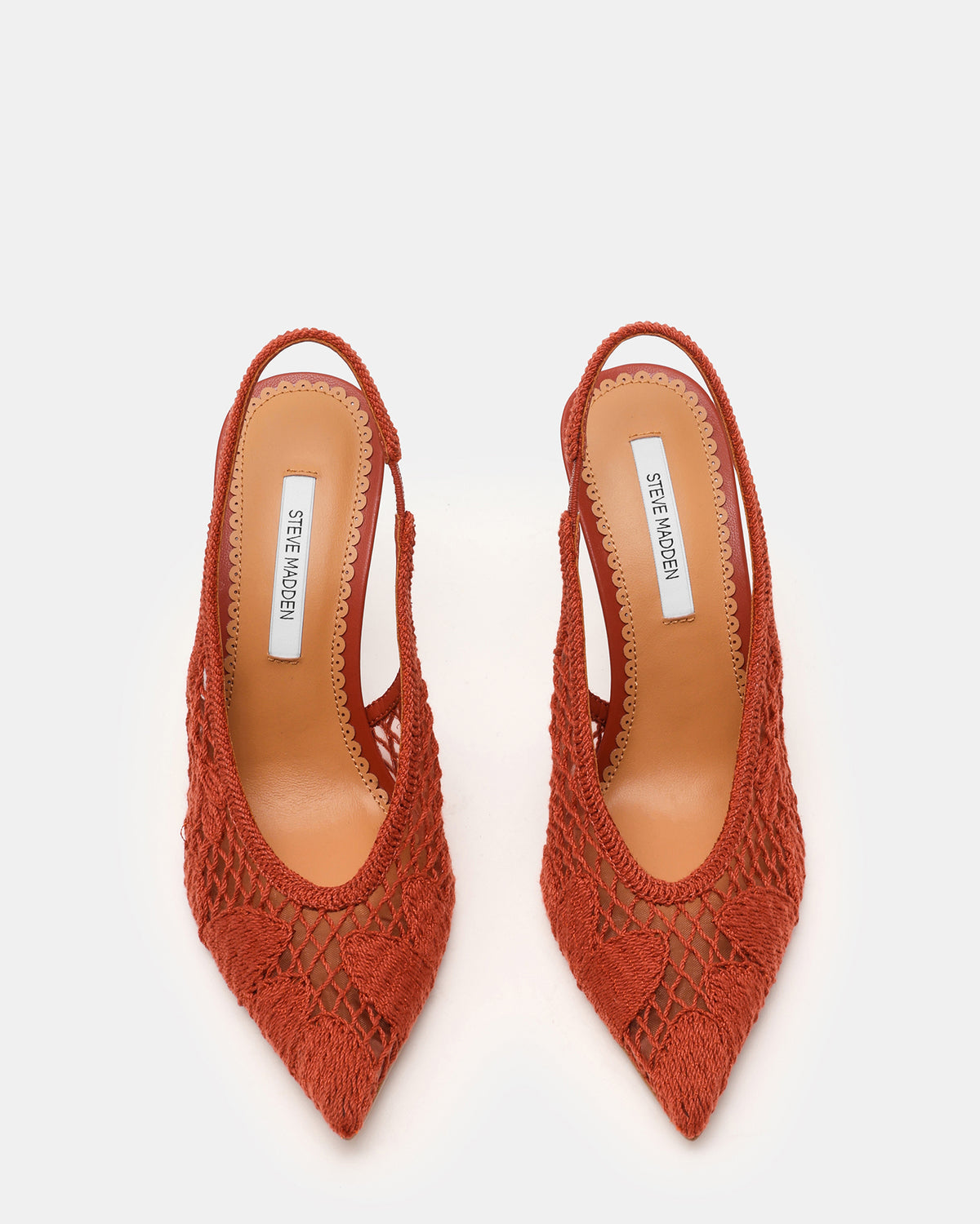 ANDROMEDA Crochet Terracotta Slingback Pointed-Toe Stiletto Pump Women's Heel Steve Madden TERRACOTTA