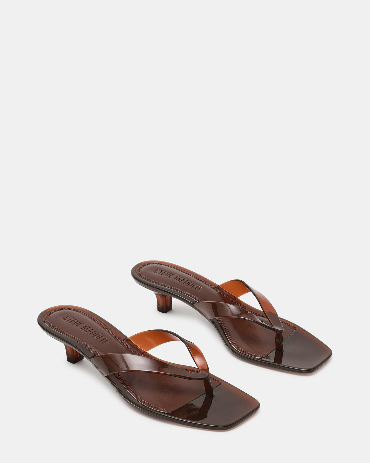 TRACIE Jelly Dark Brown Thong Strap Women's Kitten Heel Steve Madden DARK BROWN