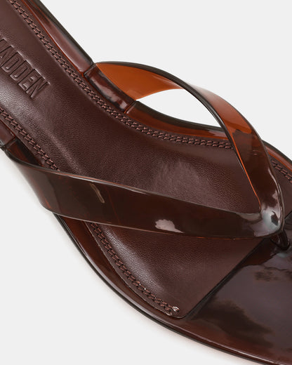 TRACIE Jelly Dark Brown Thong Strap Women's Kitten Heel Steve Madden DARK BROWN