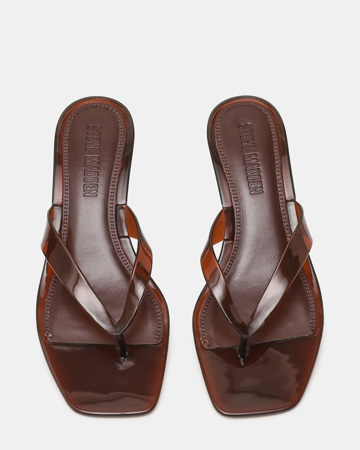 TRACIE Jelly Dark Brown Thong Strap Women's Kitten Heel Steve Madden DARK BROWN
