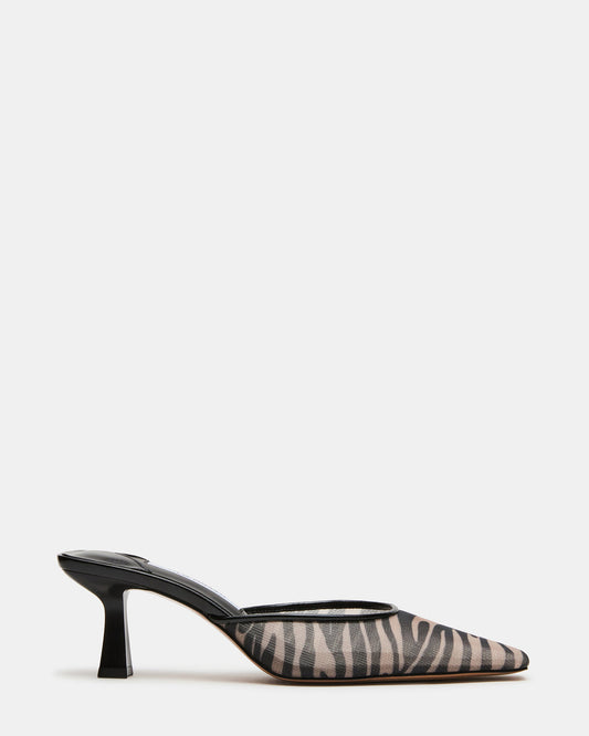 ALYSE Zebra Mesh Square-Toe Mule Women's Kitten Heel Steve Madden ZEBRA