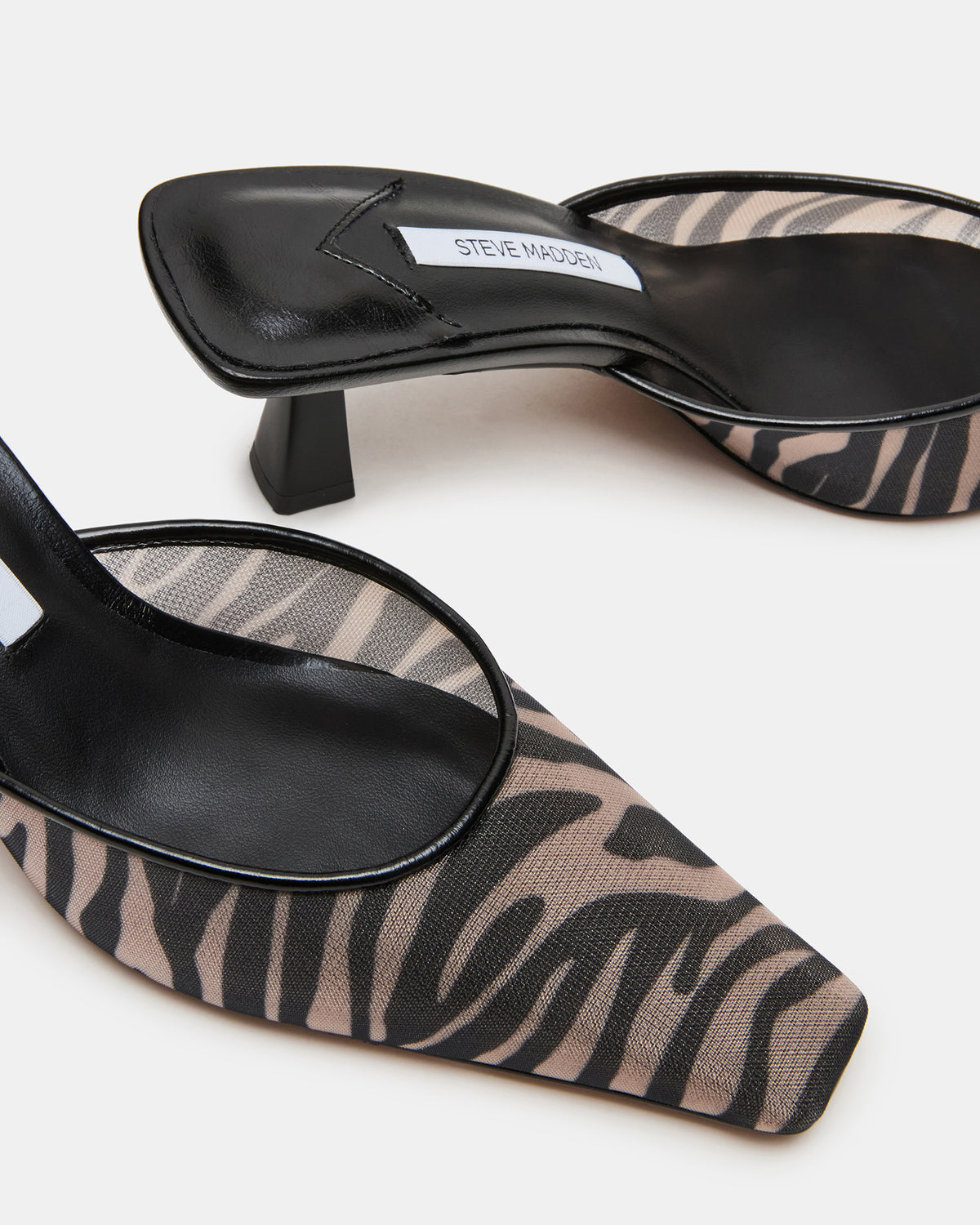 ALYSE Zebra Mesh Square-Toe Mule Women's Kitten Heel Steve Madden ZEBRA