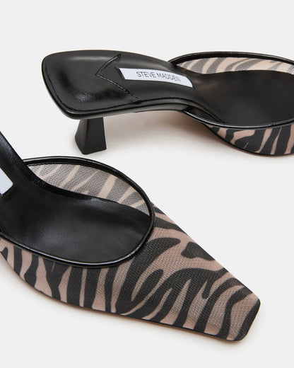 ALYSE Zebra Mesh Square-Toe Mule Women's Kitten Heel Steve Madden ZEBRA