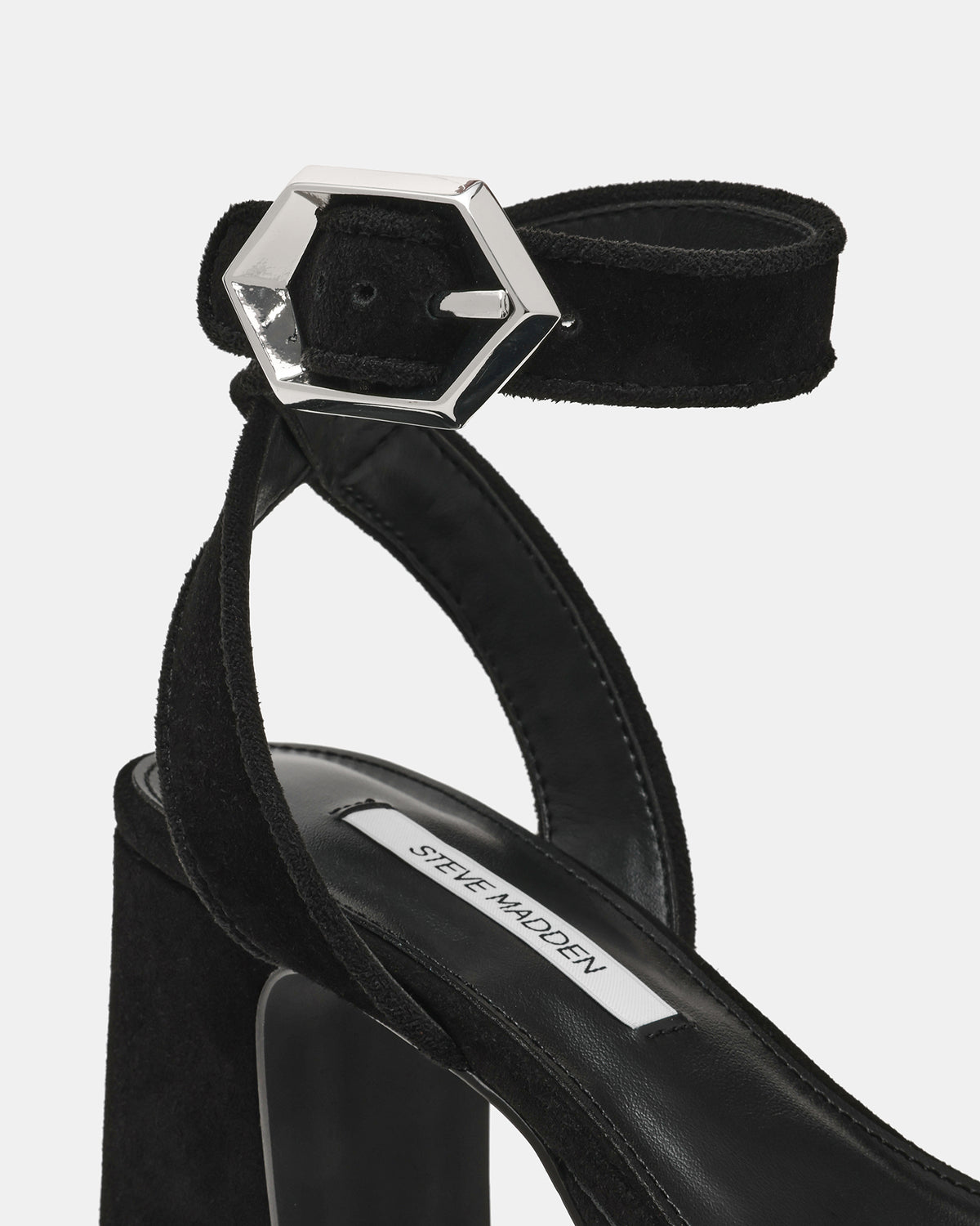 ELIDA Black Suede Ankle Strap Platform Women's Block Heel Steve Madden BLACK SUEDE