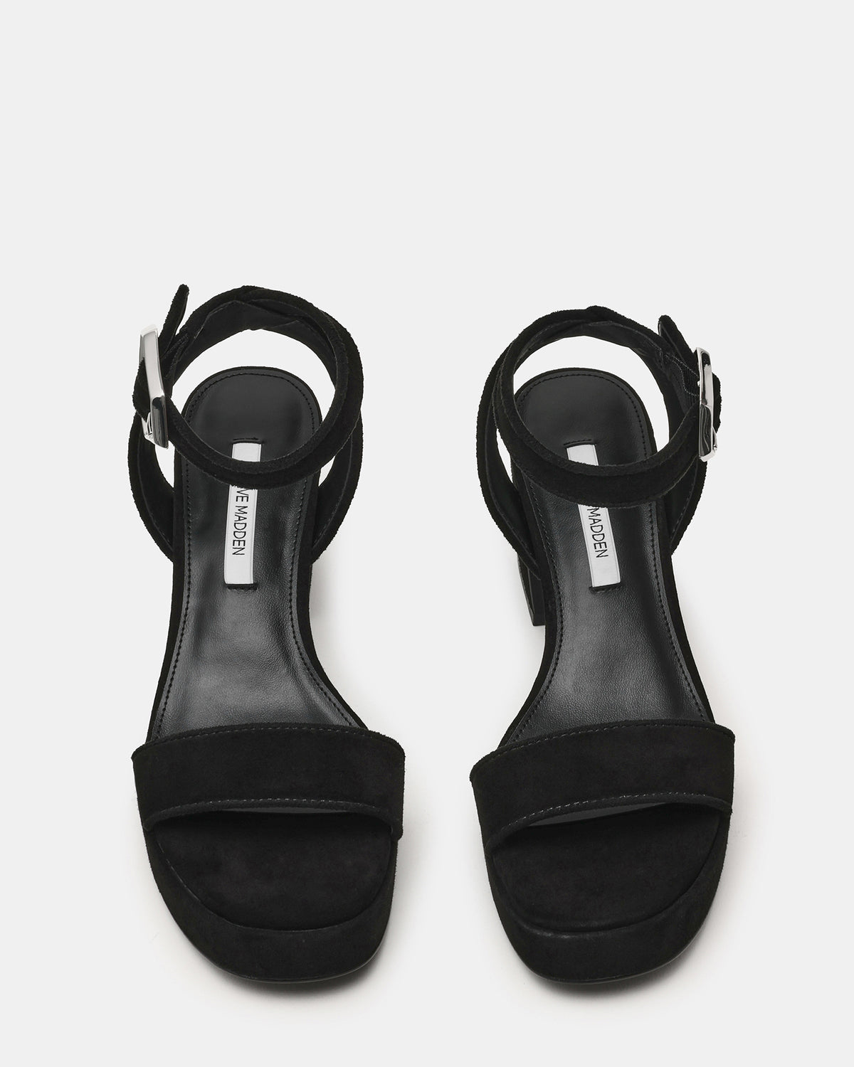 ELIDA Black Suede Ankle Strap Platform Women's Block Heel Steve Madden BLACK SUEDE