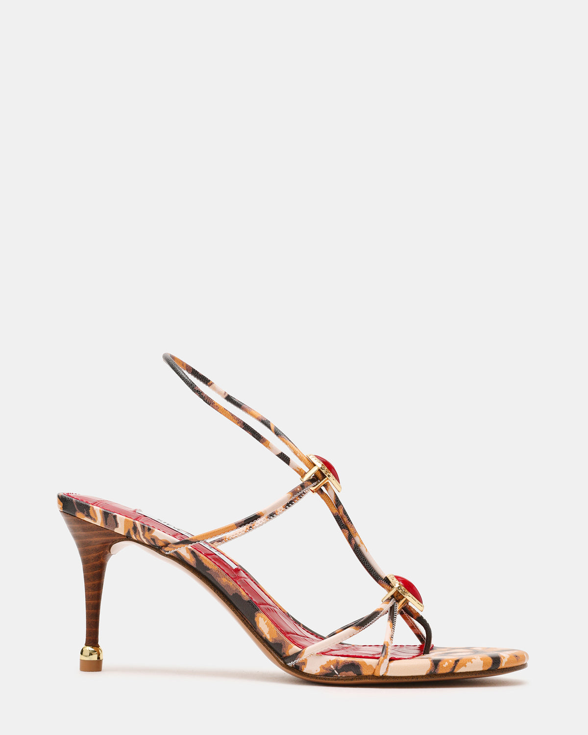 RAMOS-STONE RED/BROWN PRINT Strappy Stiletto Women's Heel Steve Madden RED BROWN PRINT