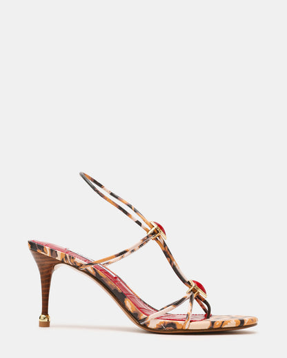 RAMOS-STONE RED/BROWN PRINT Strappy Stiletto Women's Heel Steve Madden RED BROWN PRINT