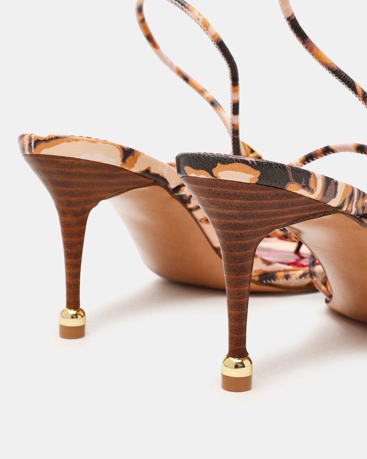 RAMOS-STONE RED/BROWN PRINT Strappy Stiletto Women's Heel Steve Madden RED BROWN PRINT