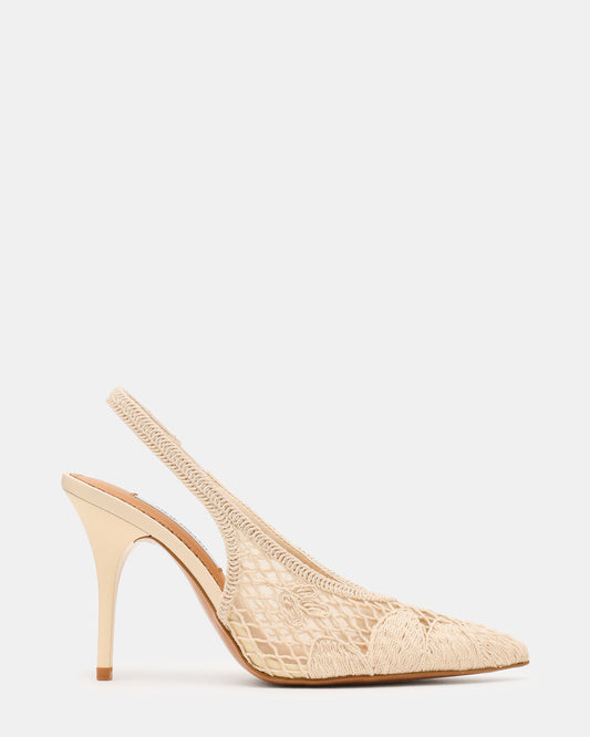 ANDROMEDA Crochet Bone Slingback Pointed-Toe Stiletto Pump Women's Heel Steve Madden BONE