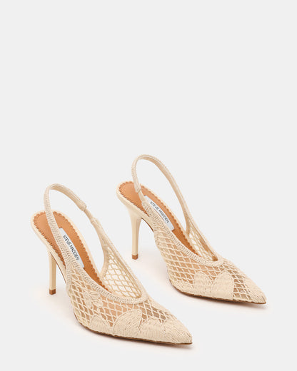 ANDROMEDA Crochet Bone Slingback Pointed-Toe Stiletto Pump Women's Heel Steve Madden BONE