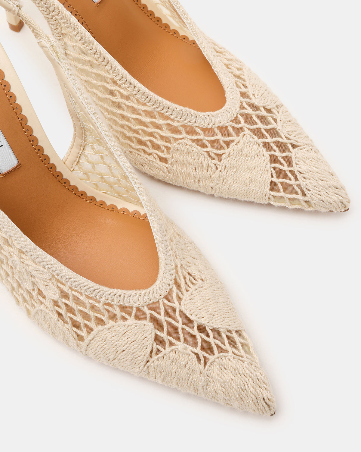 ANDROMEDA Crochet Bone Slingback Pointed-Toe Stiletto Pump Women's Heel Steve Madden BONE