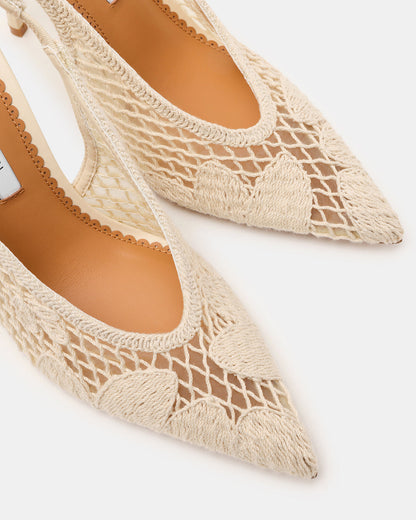 ANDROMEDA Crochet Bone Slingback Pointed-Toe Stiletto Pump Women's Heel Steve Madden BONE