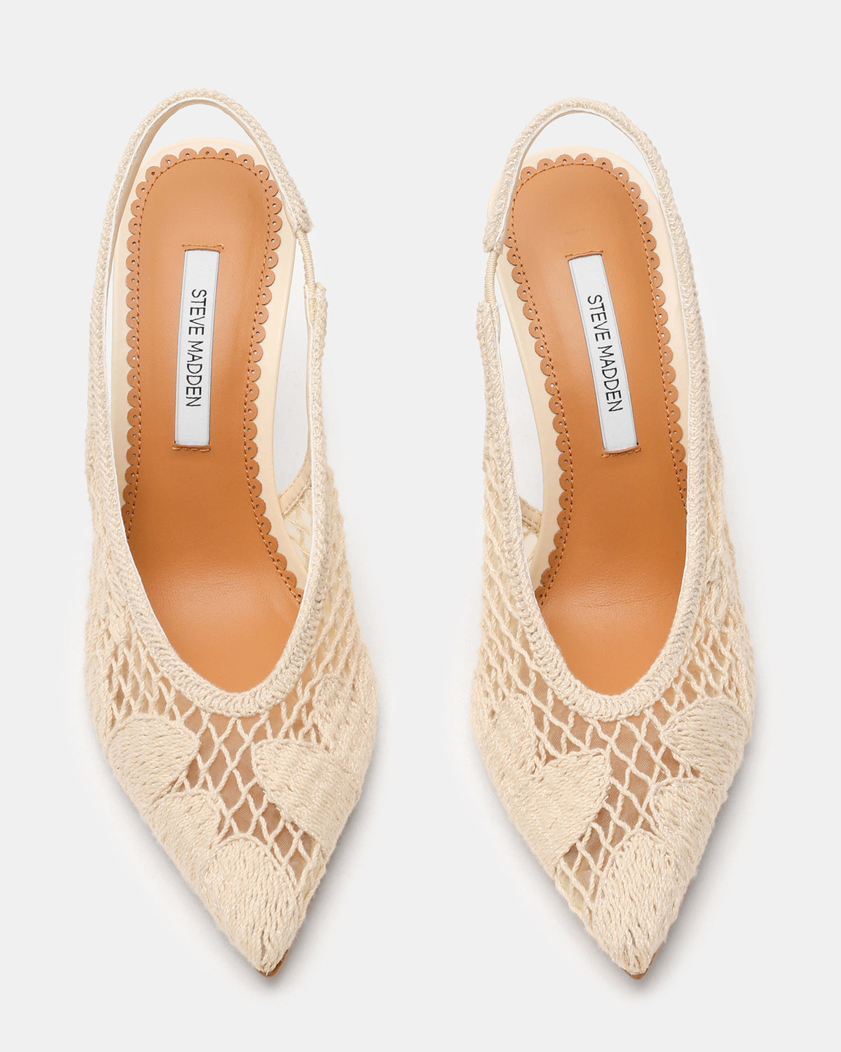 ANDROMEDA Crochet Bone Slingback Pointed-Toe Stiletto Pump Women's Heel Steve Madden BONE