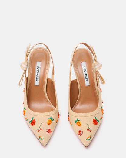 BRI Raffia Fruit Multi Slingback Pump Women's Heel Steve Madden FRUIT MULTI