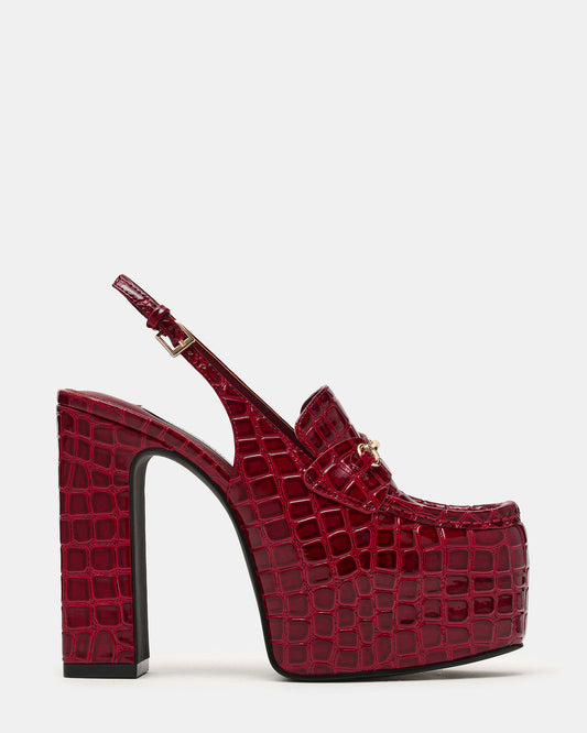 QUINN Red Crocodile Platform Slingback Women's Heel Steve Madden RED CROCODILE