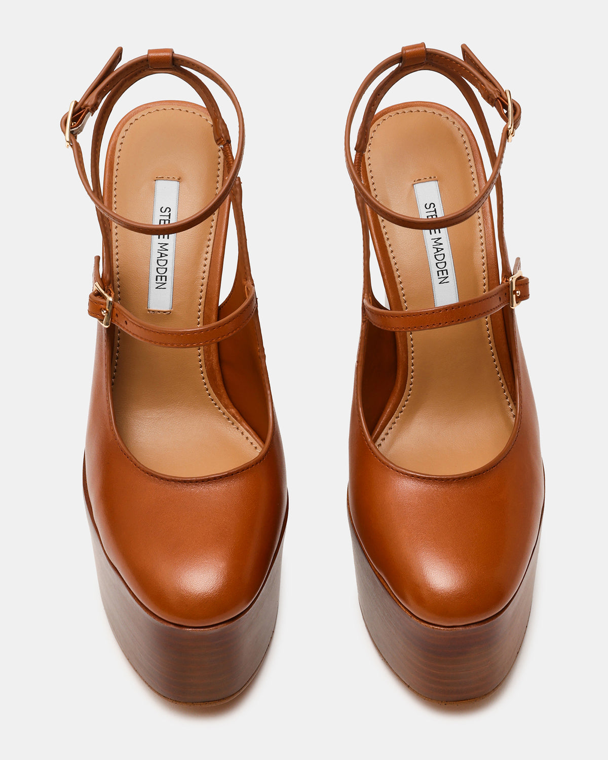 SCOTLYN Stacked Tan Leather Mary-Mary Platform Women's Block Heel Steve Madden TAN LEATHER