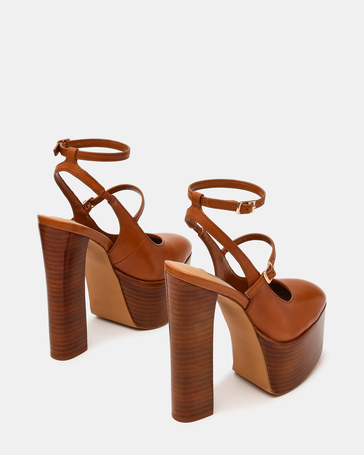 SCOTLYN Stacked Tan Leather Mary-Mary Platform Women's Block Heel Steve Madden TAN LEATHER