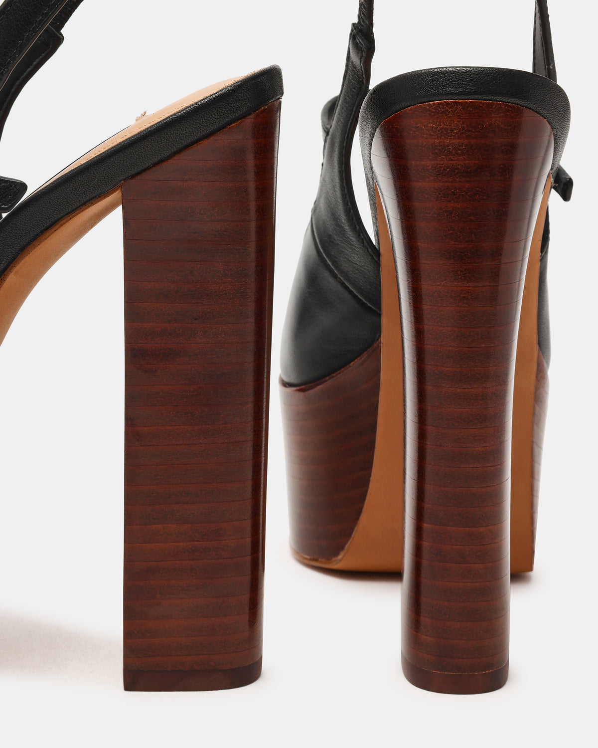 SCOTLYN Stacked Black Leather Mary-Mary Platform Women's Block Heel Steve Madden BLACK LEATHER