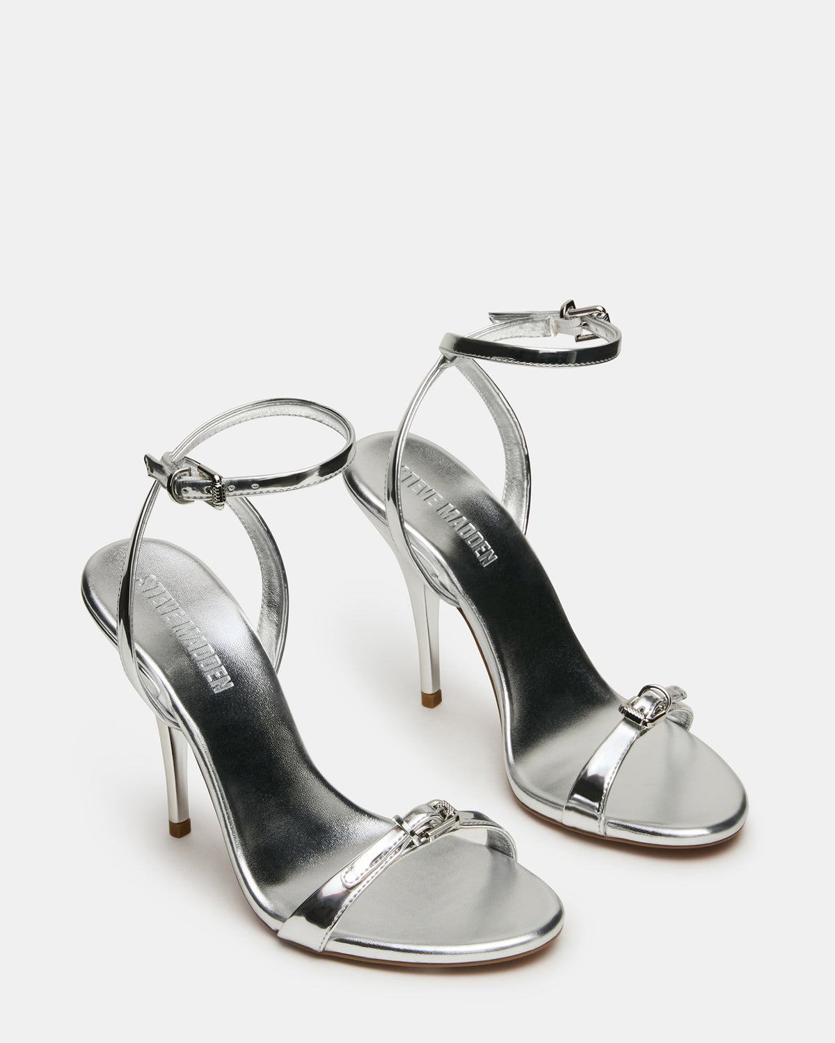 FOXX Silver Strappy Stiletto Open-Toe Women's Heel Steve Madden SILVER