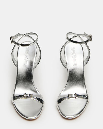 FOXX Silver Strappy Stiletto Open-Toe Women's Heel Steve Madden SILVER