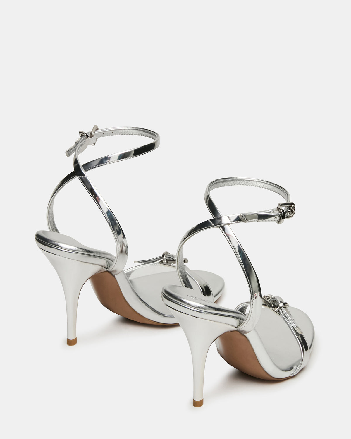 FOXX Silver Strappy Stiletto Open-Toe Women's Heel Steve Madden SILVER