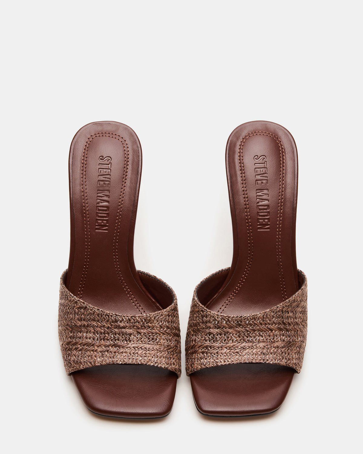 SIA Brown Square-Toe Mule Sculptured Beaded Women's Heel Steve Madden BROWN
