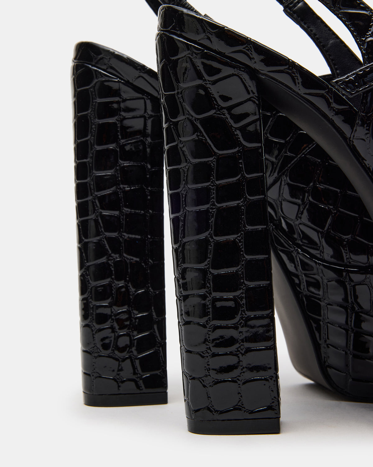 SCOTLYN Black Crocodile Women's Platform Block Heel Steve Madden BLACK CROCODILE
