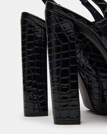 SCOTLYN Black Crocodile Women's Platform Block Heel Steve Madden BLACK CROCODILE