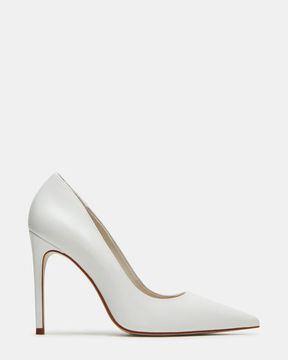 NOIR White Leather Pointed-Toe Stiletto Pump Women's Heels Steve Madden WHITE LEATHER