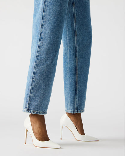 NOIR White Leather Pointed-Toe Stiletto Pump Women's Heels Steve Madden WHITE LEATHER