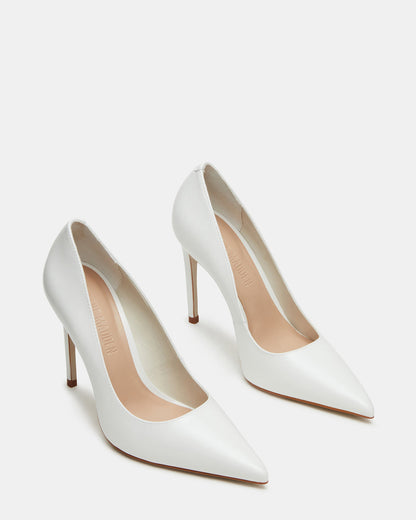 NOIR White Leather Pointed-Toe Stiletto Pump Women's Heels Steve Madden WHITE LEATHER