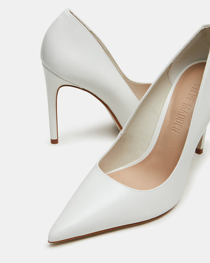 NOIR White Leather Pointed-Toe Stiletto Pump Women's Heels Steve Madden WHITE LEATHER