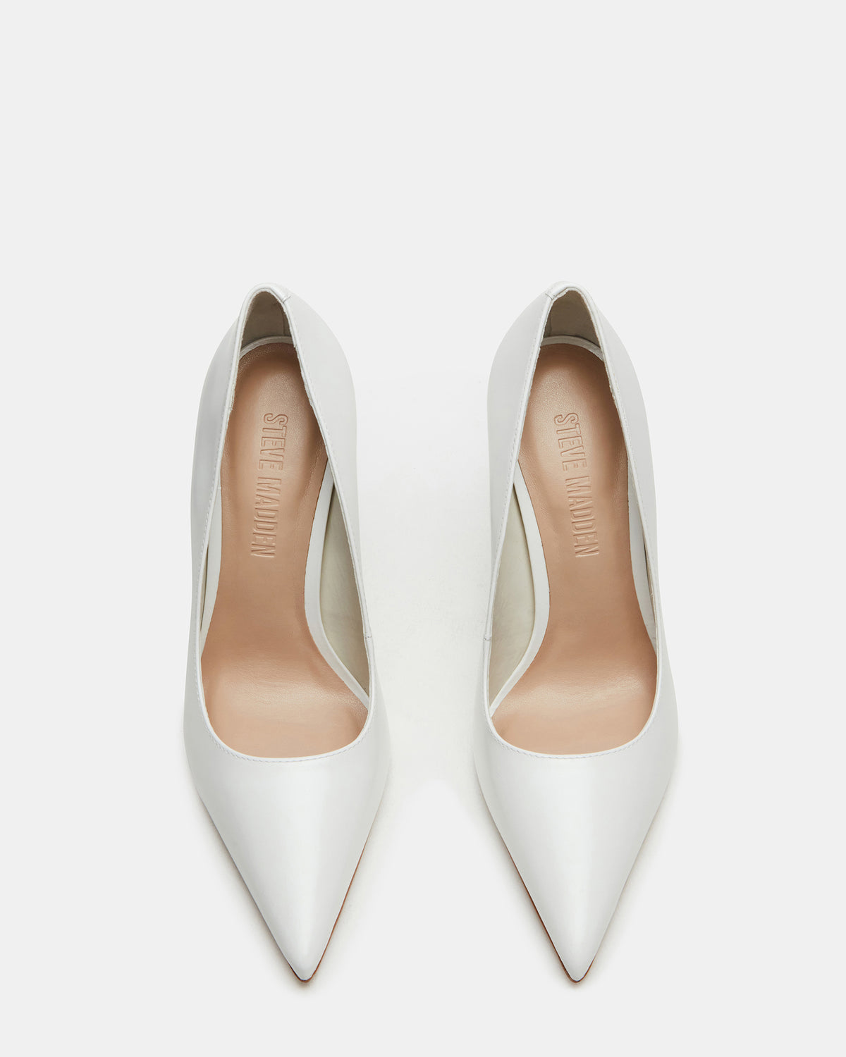 NOIR White Leather Pointed-Toe Stiletto Pump Women's Heels Steve Madden WHITE LEATHER
