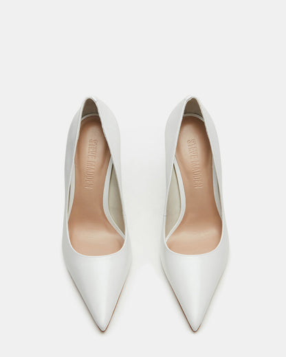 NOIR White Leather Pointed-Toe Stiletto Pump Women's Heels Steve Madden WHITE LEATHER